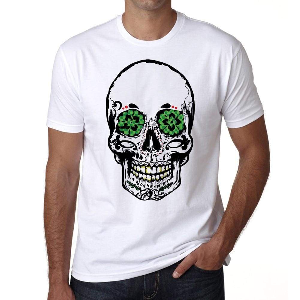 Psychedelic Skull Mens White Tee 100% Cotton 00187