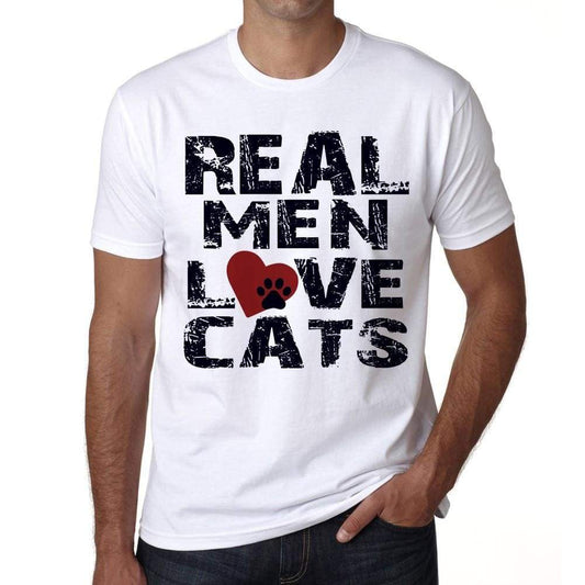 Real Men Love Cats 5 Tshirt Mens Tee White 100% Cotton 00186