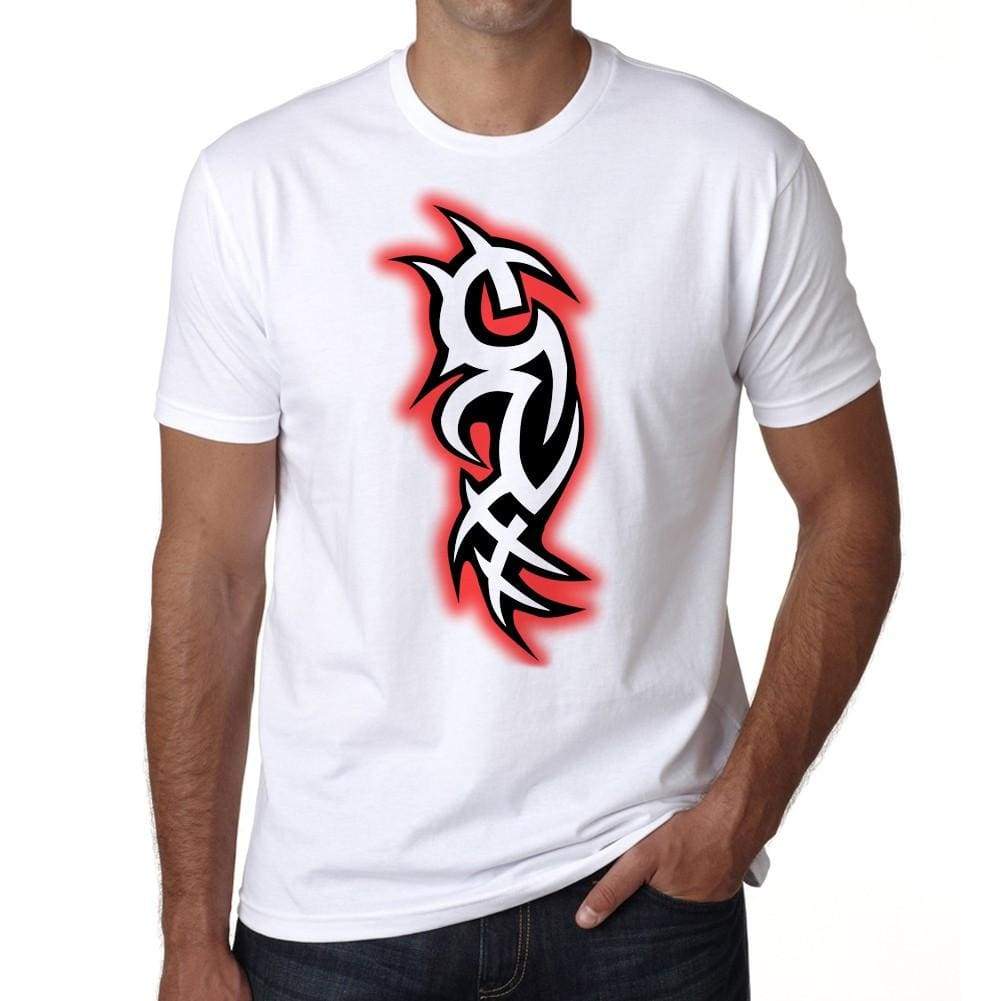 Red Tribal Tattoo Design Mens White Tee 100% Cotton 00162