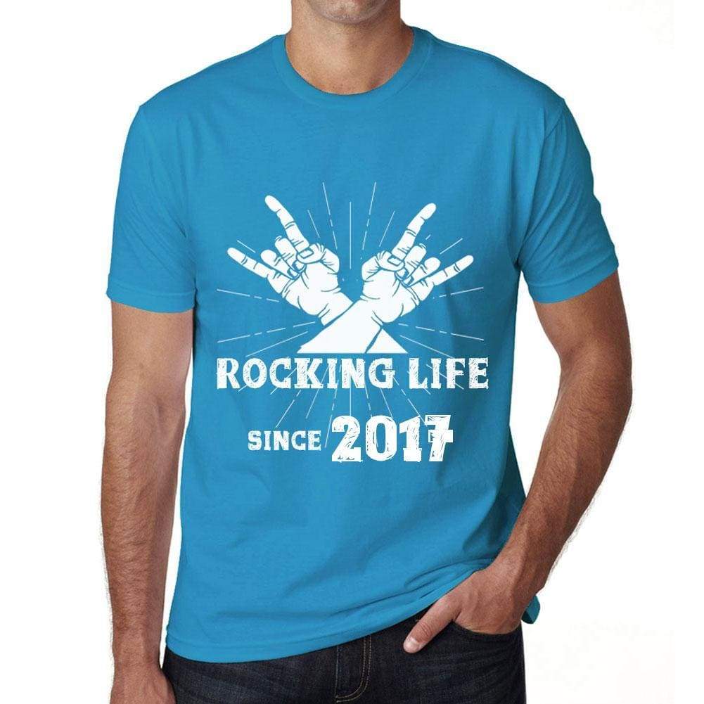 Rocking Life Since 2017 Mens T-Shirt Blue Birthday Gift 00421 - Blue / Xs - Casual