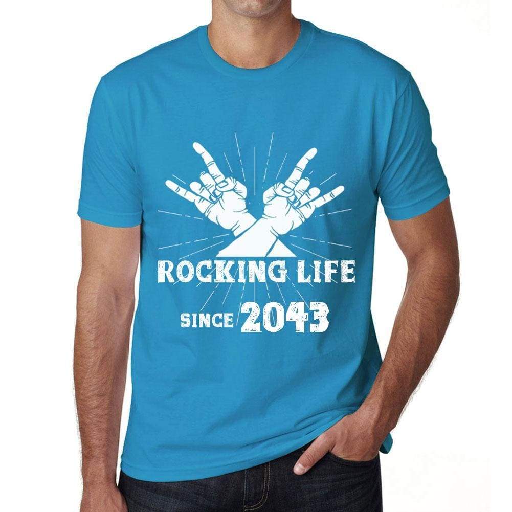 Rocking Life Since 2043 Mens T-Shirt Blue Birthday Gift 00421 - Blue / Xs - Casual