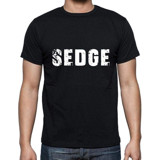 sedge Men's Short Sleeve Round Neck T-shirt , 5 letters Black , word 00006 - Ultrabasic