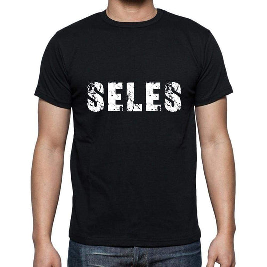 Seles Mens Short Sleeve Round Neck T-Shirt 5 Letters Black Word 00006 - Casual