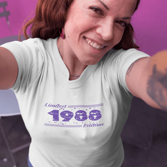 1988 Limited Edition Star, Damen T-Shirt, Weiß, Geburtstagsgeschenk 00382