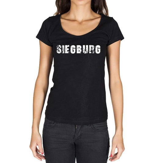 Siegburg German Cities Black Womens Short Sleeve Round Neck T-Shirt 00002 - Casual