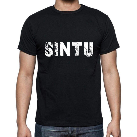 Sintu Mens Short Sleeve Round Neck T-Shirt 5 Letters Black Word 00006 - Casual