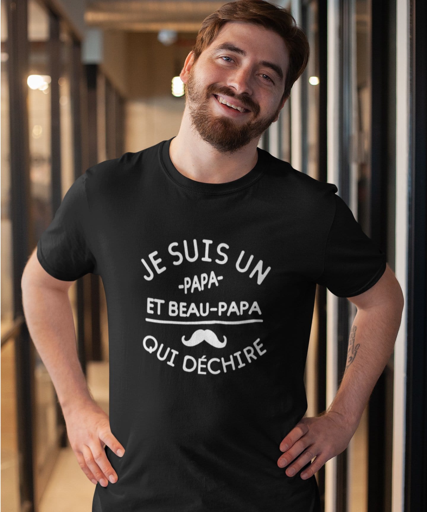 Ultrabasic - Graphique Homme Papa Et Beau-Papa Qui déchire T-Shirt Cadeau Imprimé Tée-Shirt Noir Profond