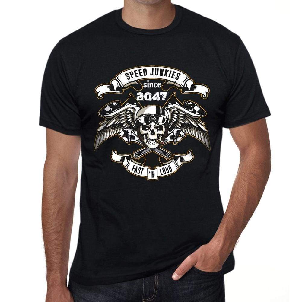 Speed Junkies Since 2047 Mens T-Shirt Black Birthday Gift 00462 - Black / Xs - Casual