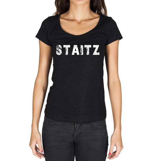 Staitz German Cities Black Womens Short Sleeve Round Neck T-Shirt 00002 - Casual