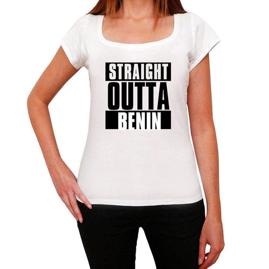 Straight Outta Benin Womens Short Sleeve Round Neck T-Shirt 100% Cotton Available In Sizes Xs S M L Xl. 00026 - White / Xs - Casual