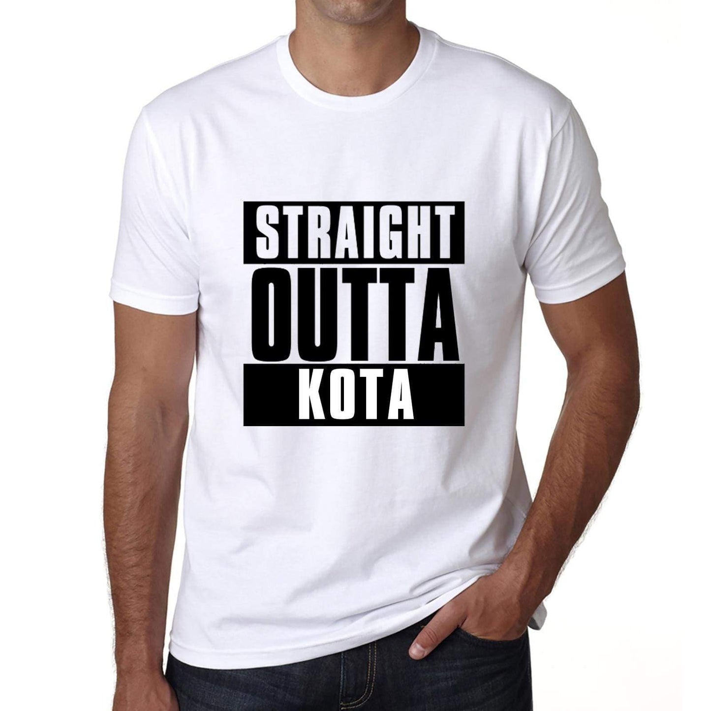 Straight Outta Kota Mens Short Sleeve Round Neck T-Shirt 00027 - White / S - Casual