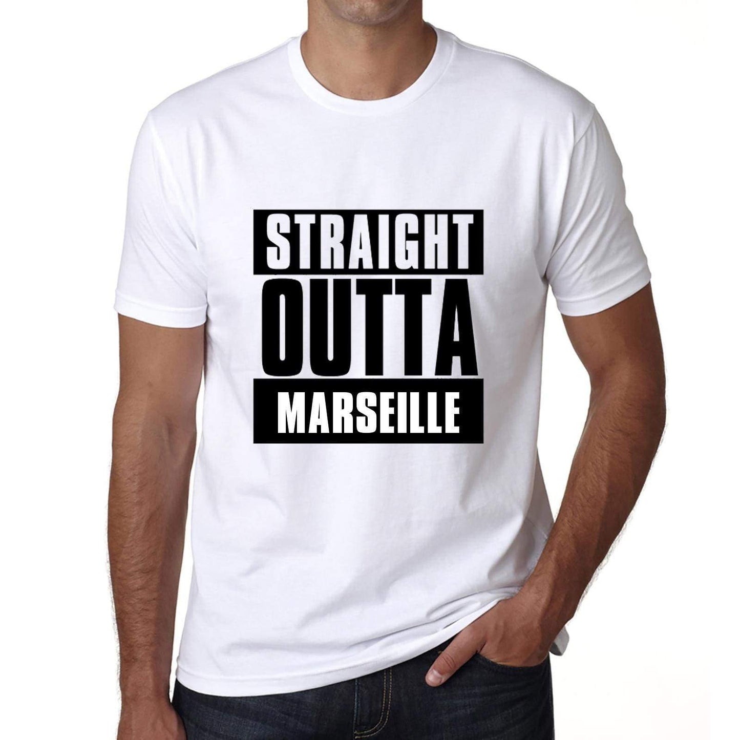 Straight Outta Marseille Mens Short Sleeve Round Neck T-Shirt 00027 - White / S - Casual