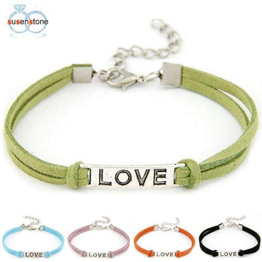 SUSENSTONE 1PC Braided Adjustable Leather Popular Bracelet Women Men Love Handmade Alloy Rope Charm Jewelry Weave Bracelet Gift - Ultrabasic