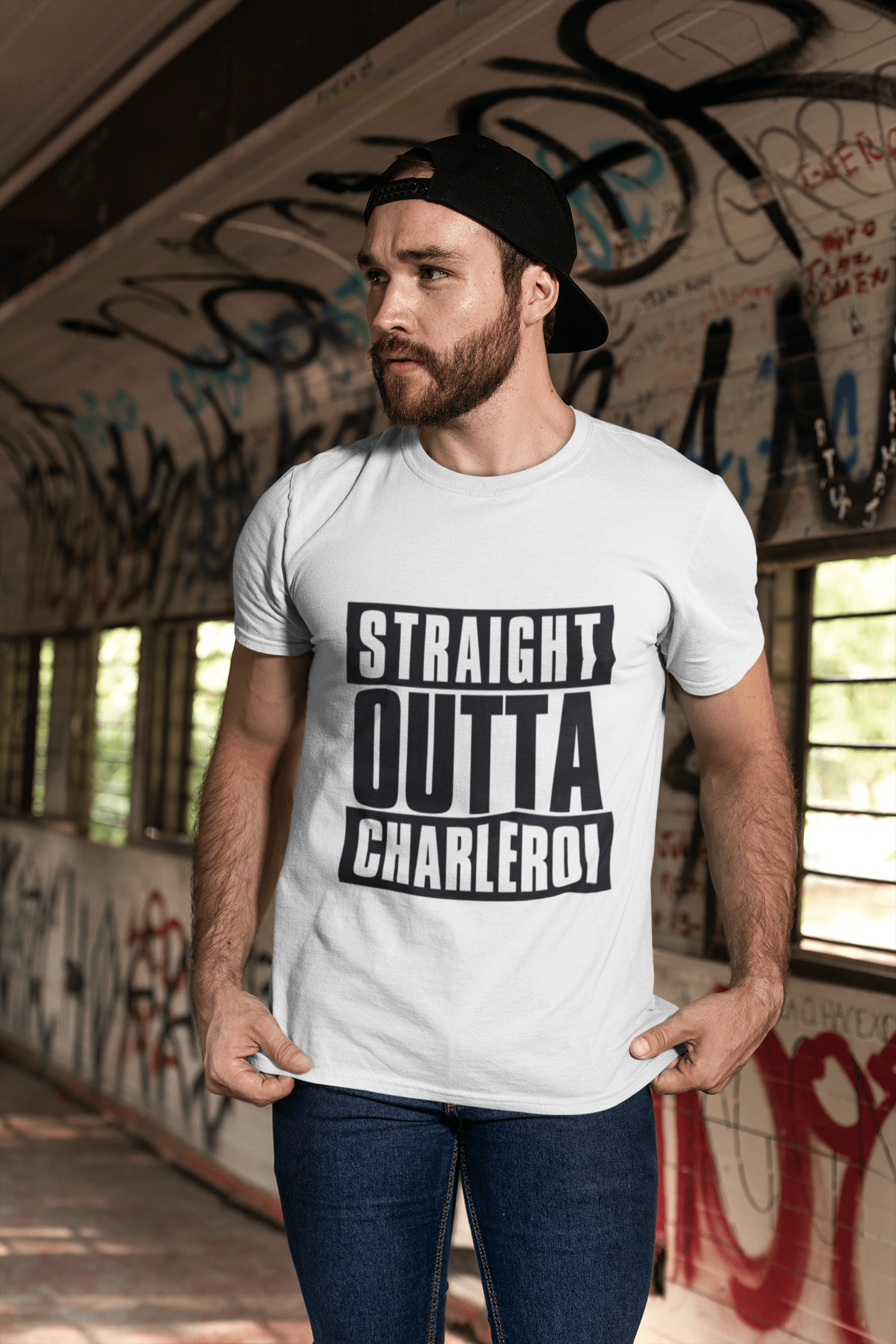 Straight Outta Charleroi, Herren-Kurzarm-Rundhals-T-Shirt 00027