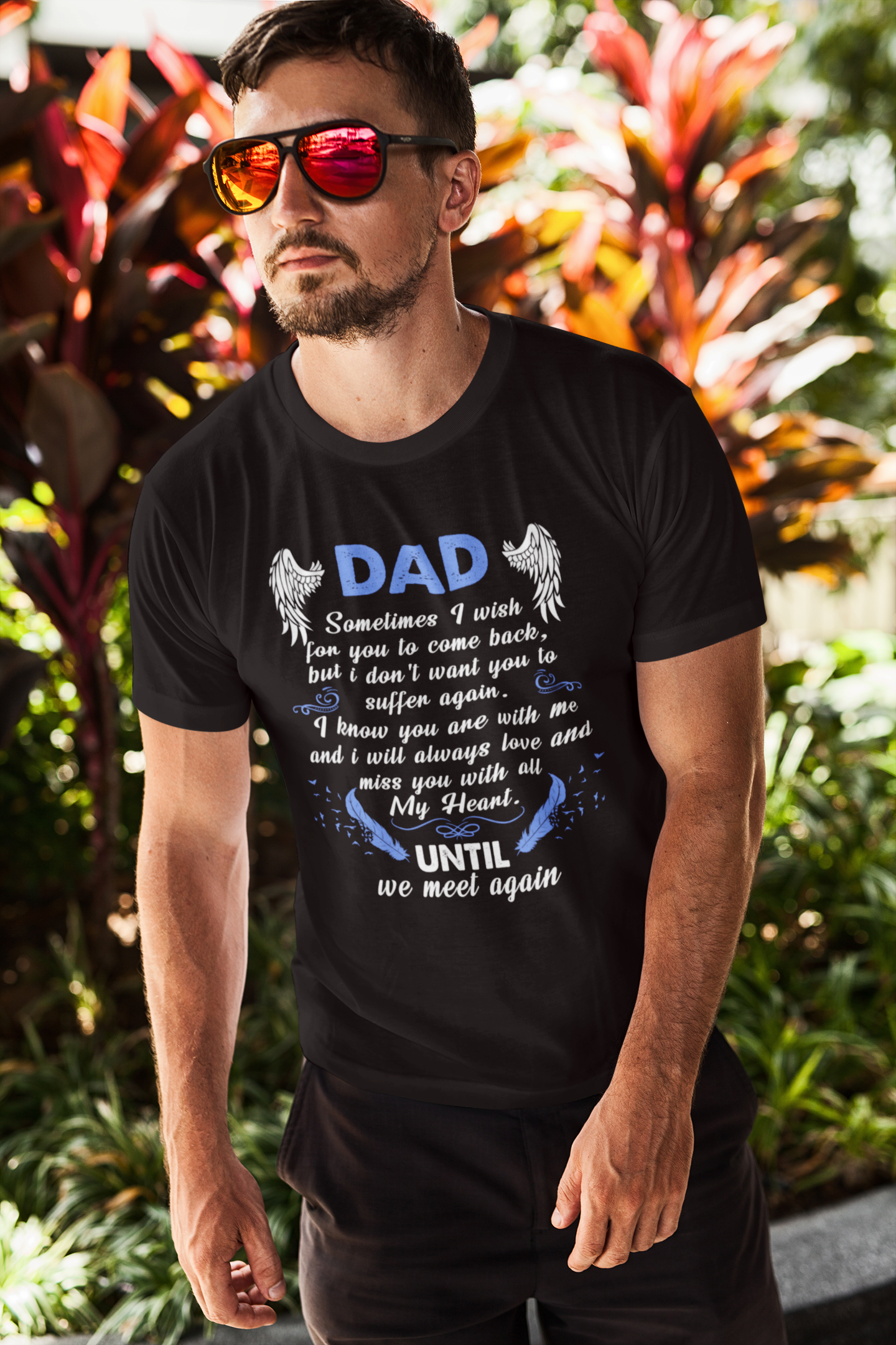 ULTRABASIC Men's Graphic T-Shirt Dad Guardian Angel In Heaven - Father's Day - Love Family