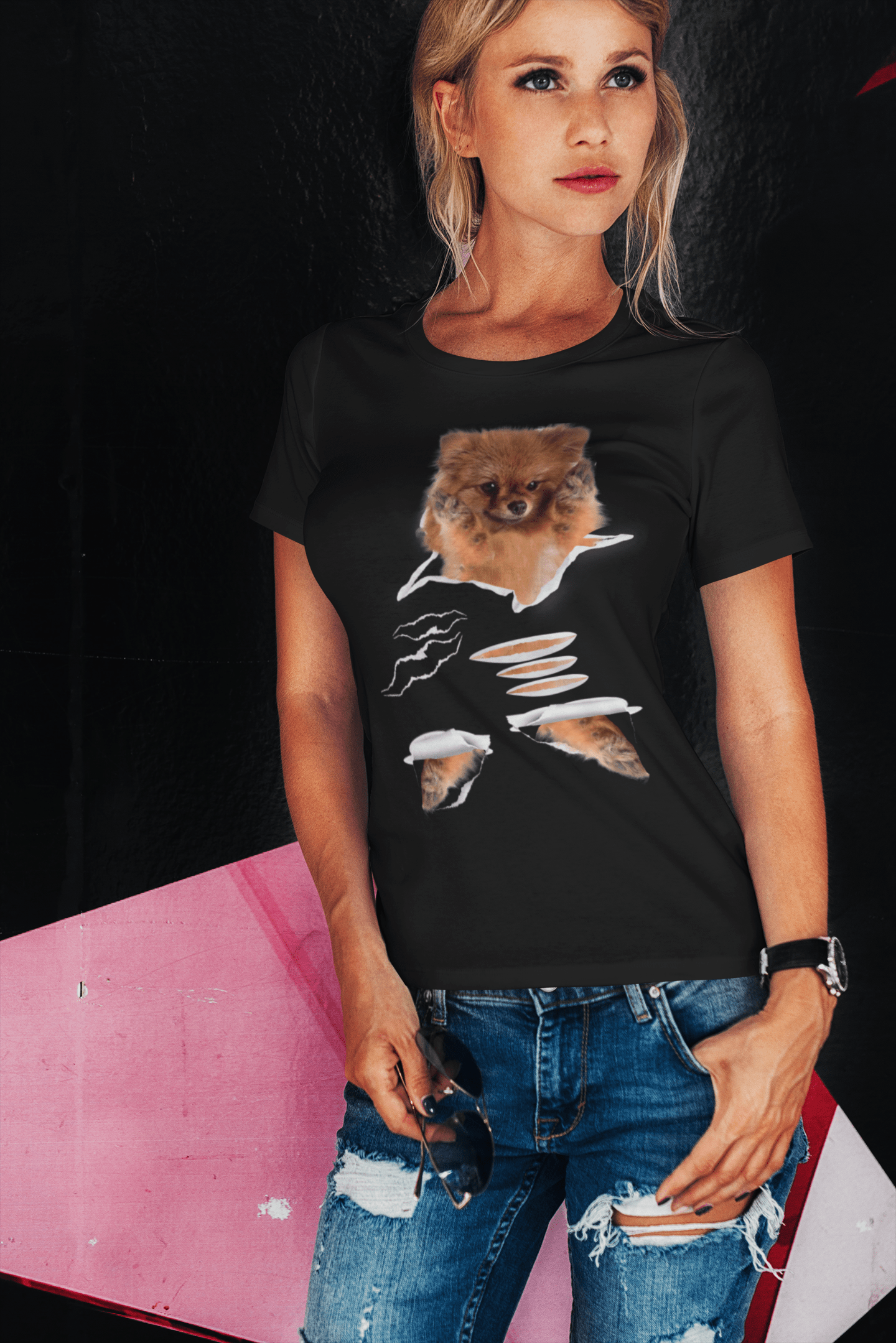 ULTRABASIC Women's Organic T-Shirt - Pomchi - Funny Dog Shirt - Dog Clothes