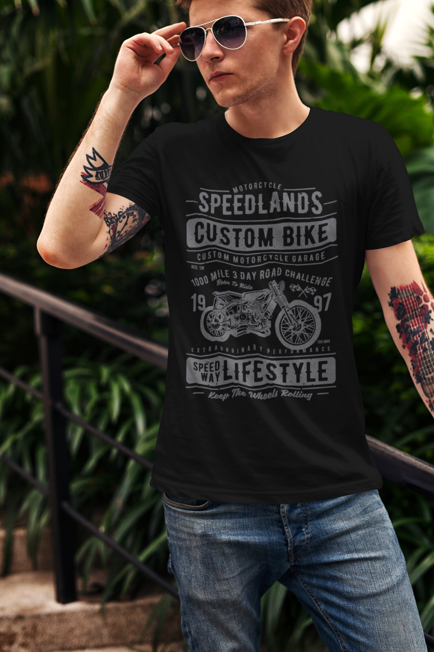 ULTRABASIC Herren T-Shirt Motorrad Speedlands Custom Bike – Speed ​​Way Lifestyle T-Shirt