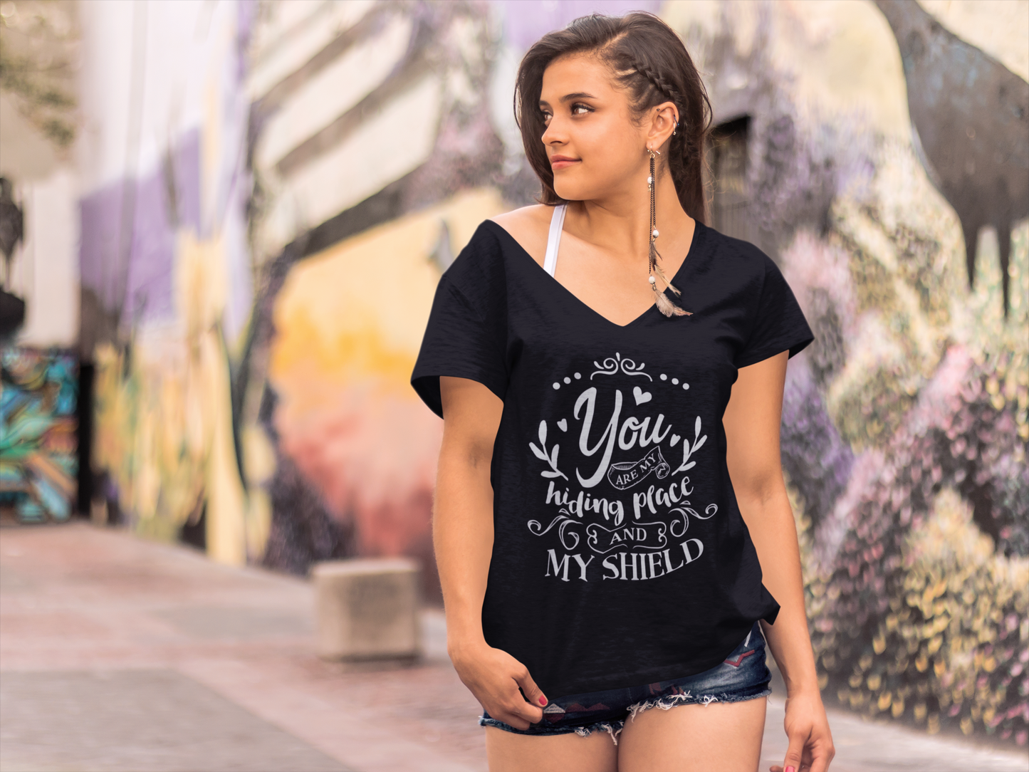 ULTRABASIC Women's T-Shirt You Are My Hiding Place and My Shield - Romantic Quote