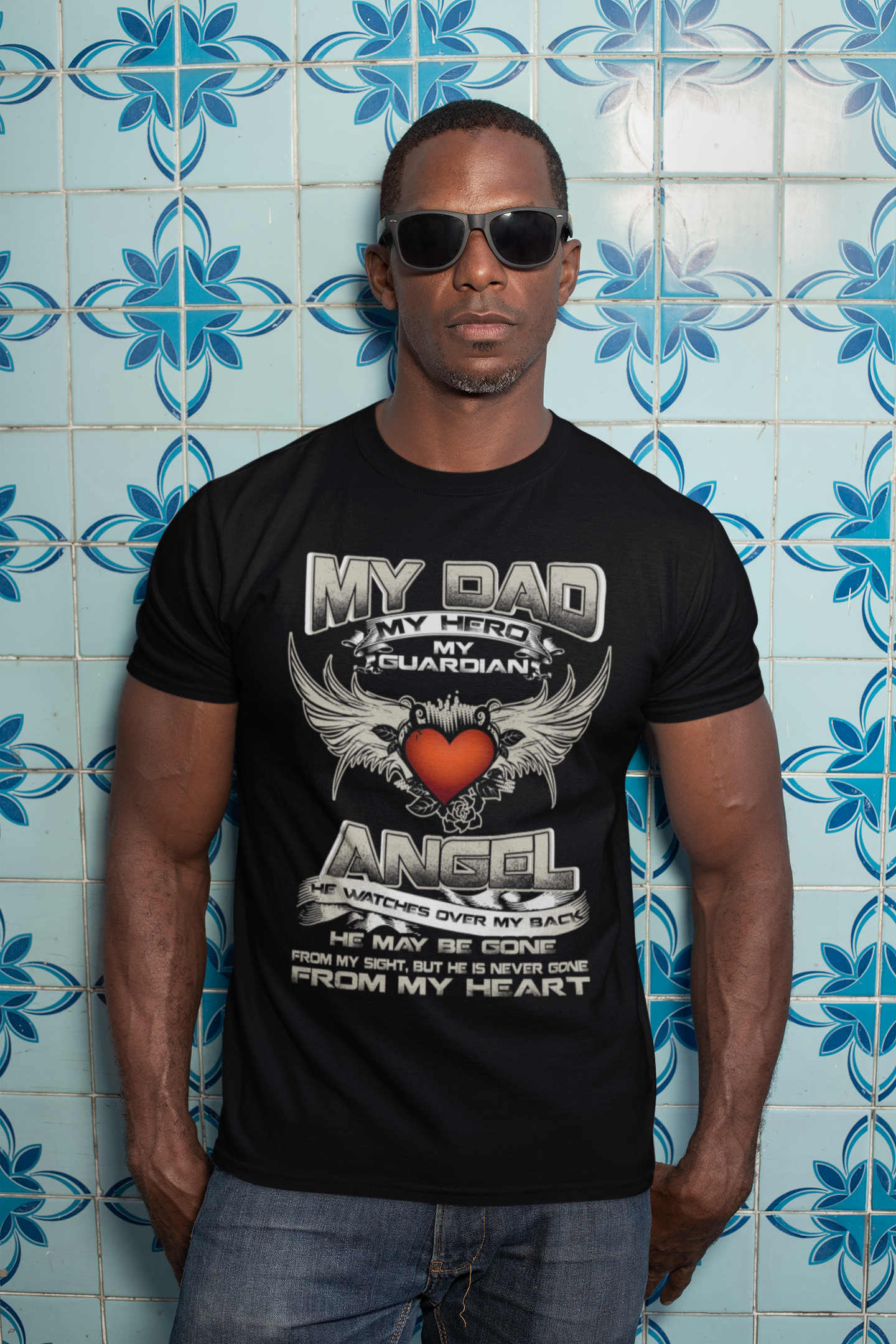 ULTRABASIC Men's Graphic T-Shirt My Dad My Hero My Guardian Angel - Emotional Quote