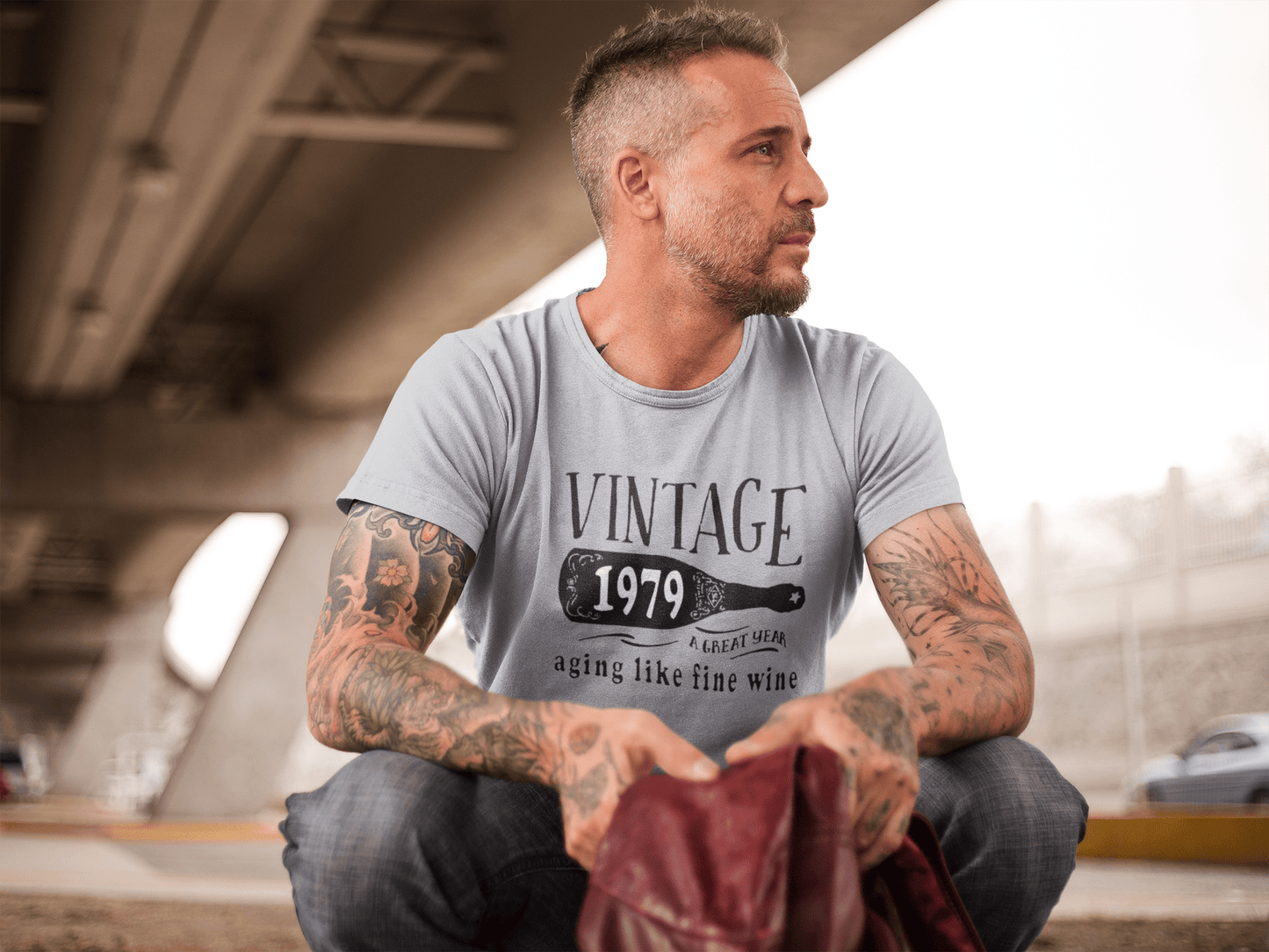 1979 Aging Like a Fine Wine Herren T-Shirt Grau Geburtstagsgeschenk 00459