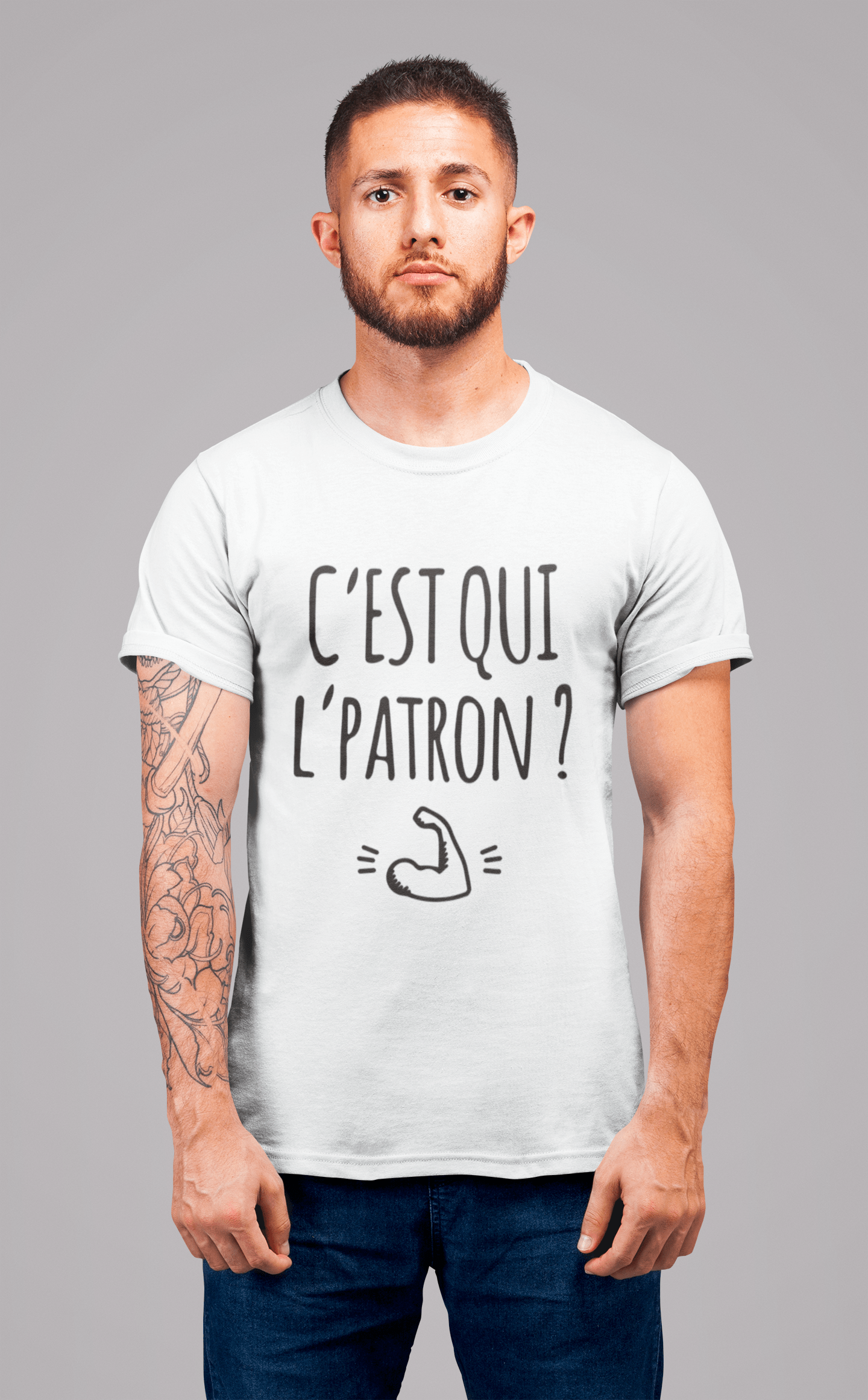 Ultrabasic - Homme Graphique C'est Qui l'Patron T-Shirt Blanc Lettre