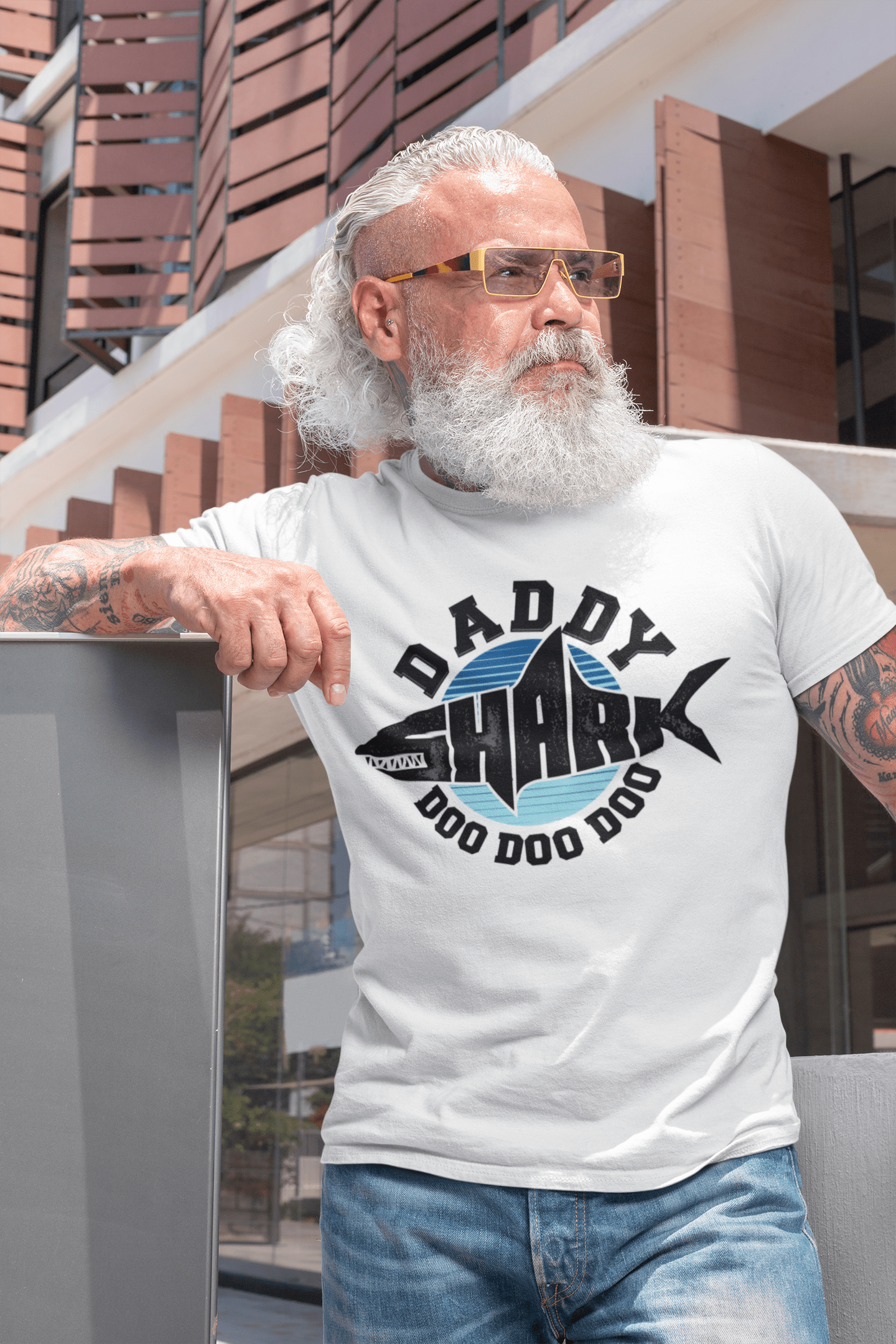 ULTRABASIC Men's T-Shirt Daddy Shark Doo Doo Doo Casual Birthday Gift Father's Day