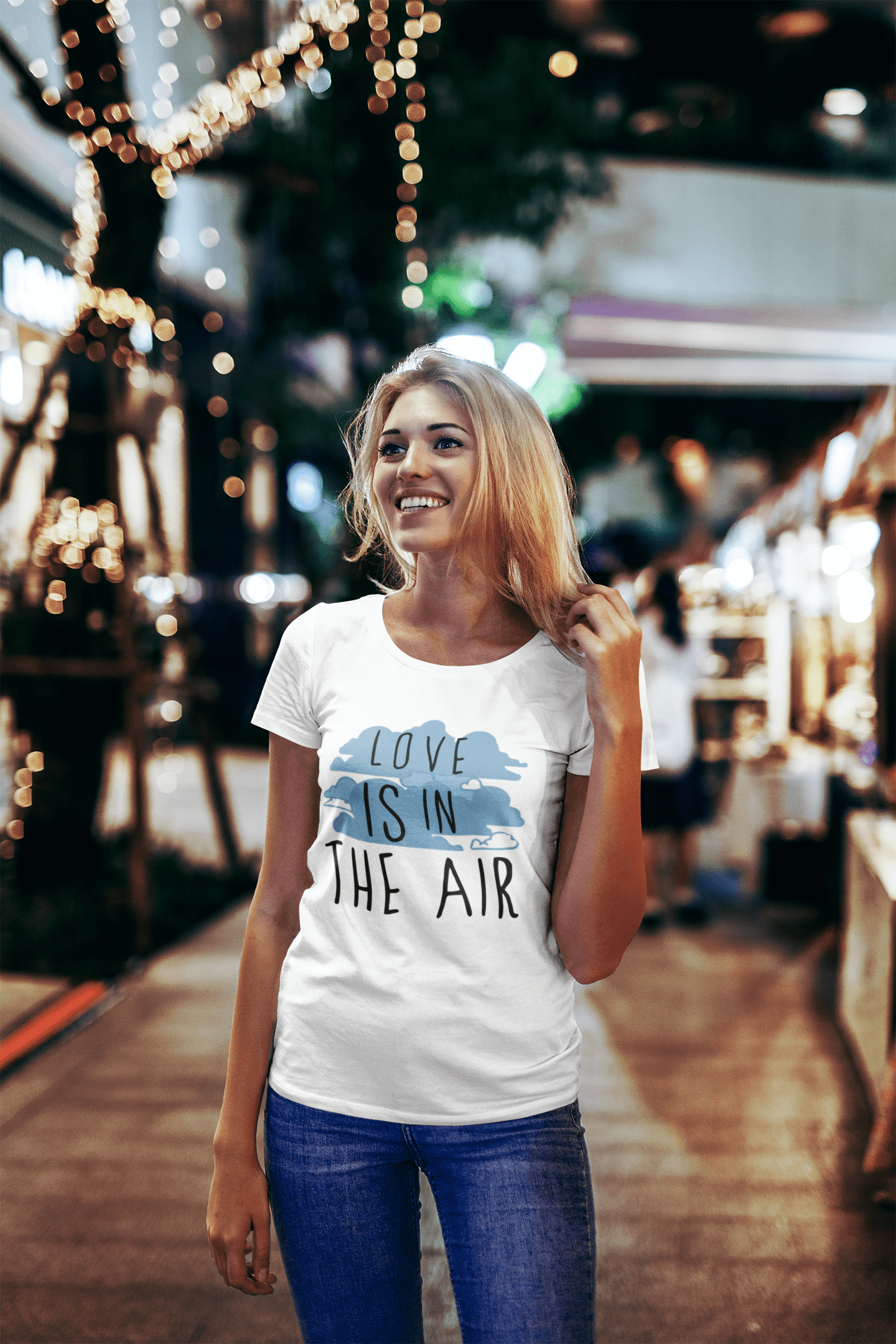 Love in the air, Blanc , T-shirt à manches courtes et col rond pour femme, t-shirt cadeau 00302