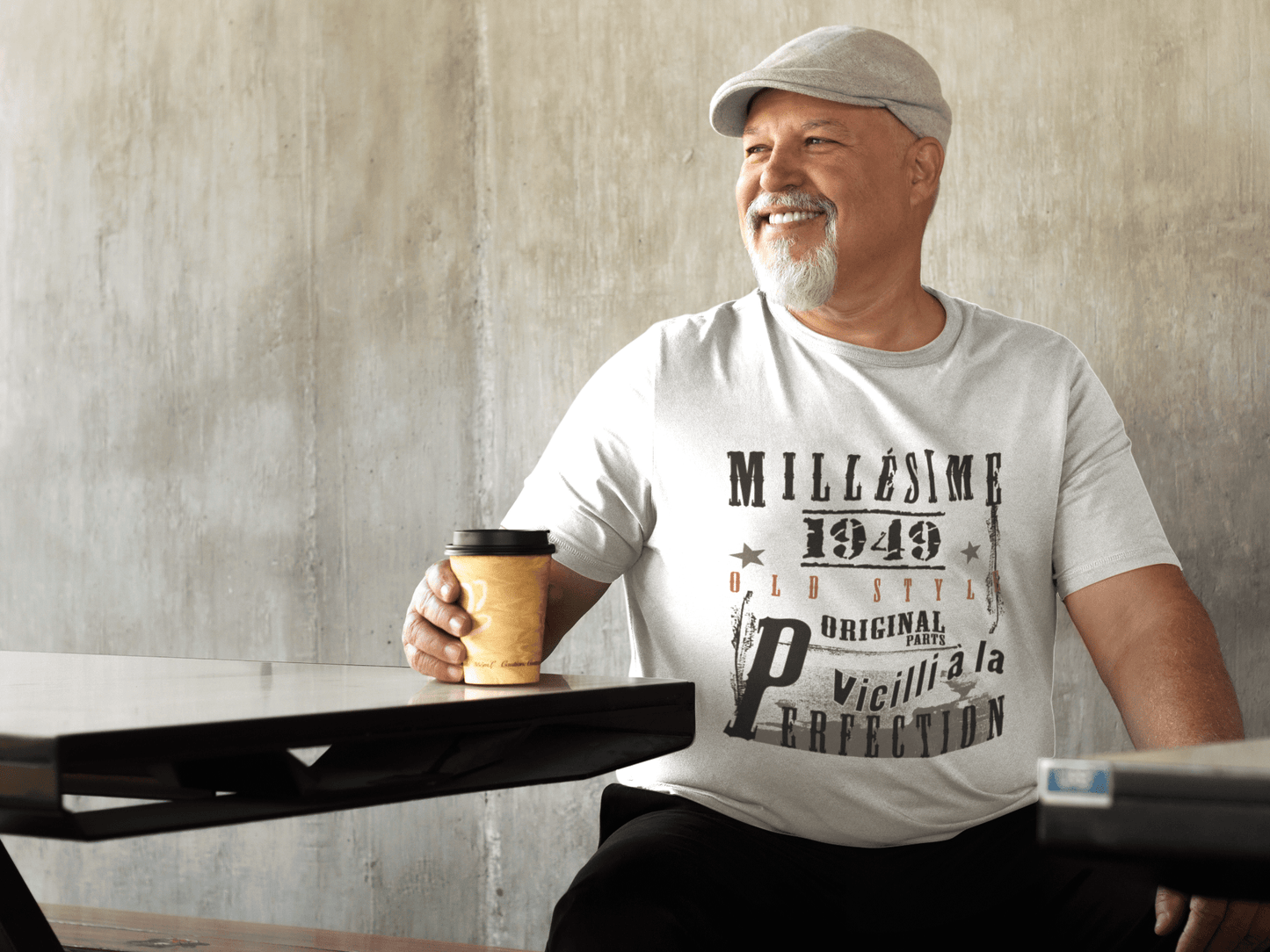 1949,birthday gifts for him,birthday t-shirts,Men's Short Sleeve Round Neck T-shirt , FR Vintage White Men's 00135