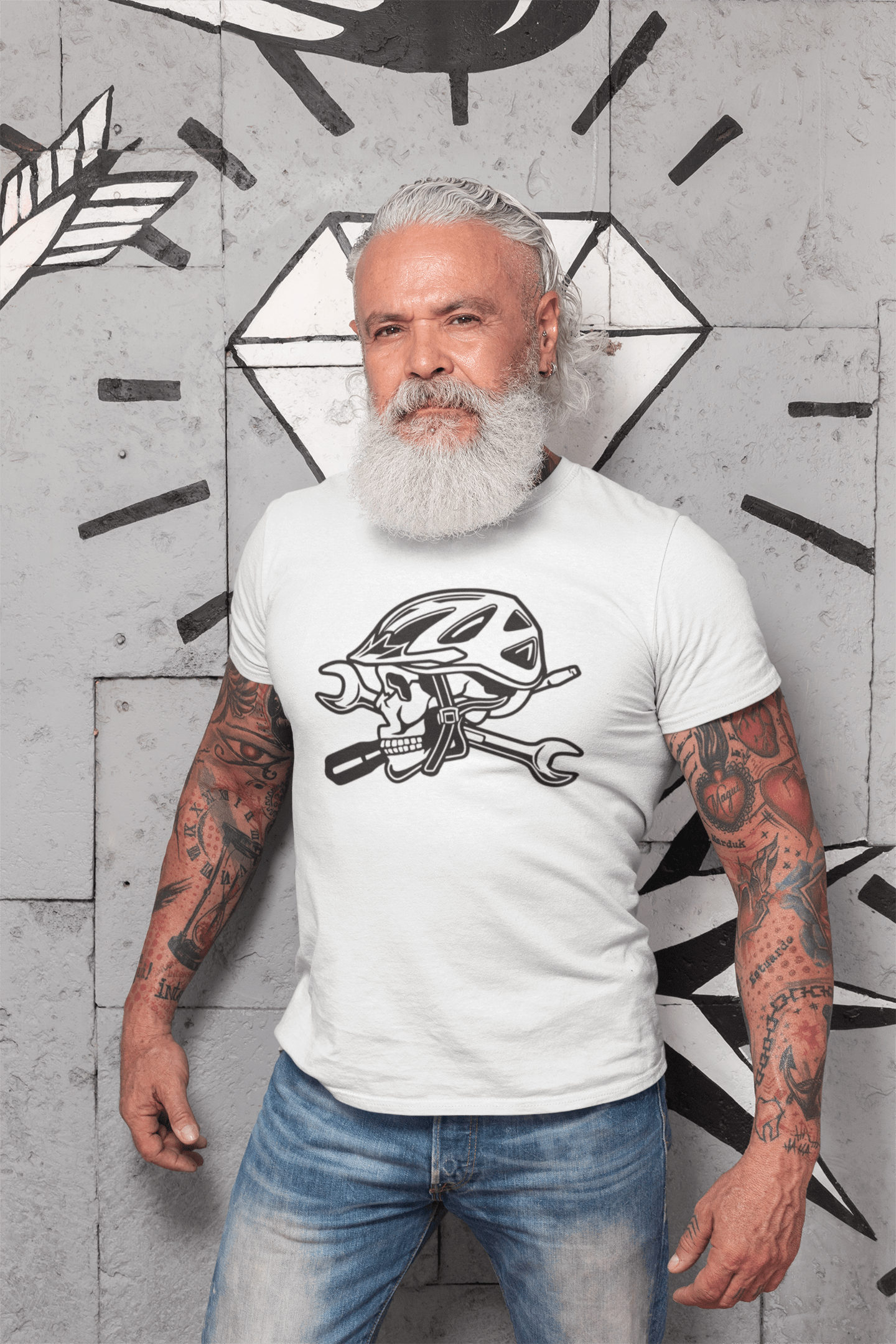 ULTRABASIC Men's Graphic T-Shirt Bicycle Skull - Funny Gift Shirt for Biker