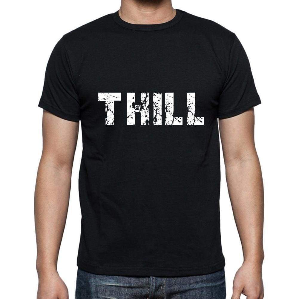 Thill Mens Short Sleeve Round Neck T-Shirt 5 Letters Black Word 00006 - Casual