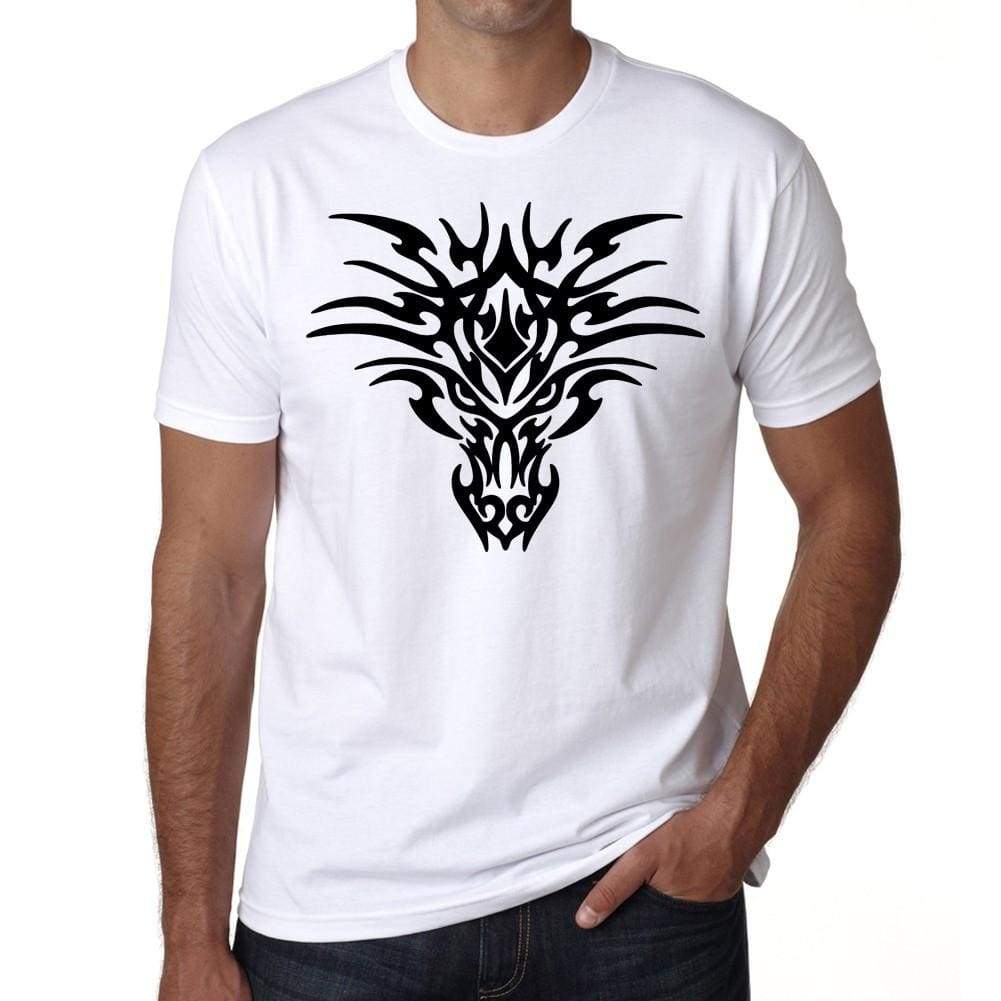 Tribal Dragon Face Tattoo Mens White Tee 100% Cotton 00162