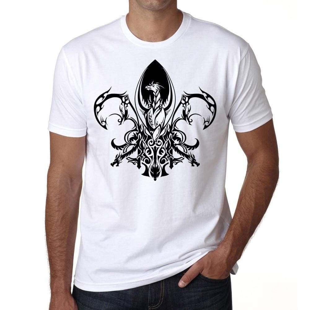 Tribal Fleur De Lis Tattoo Mens White Tee 100% Cotton 00162