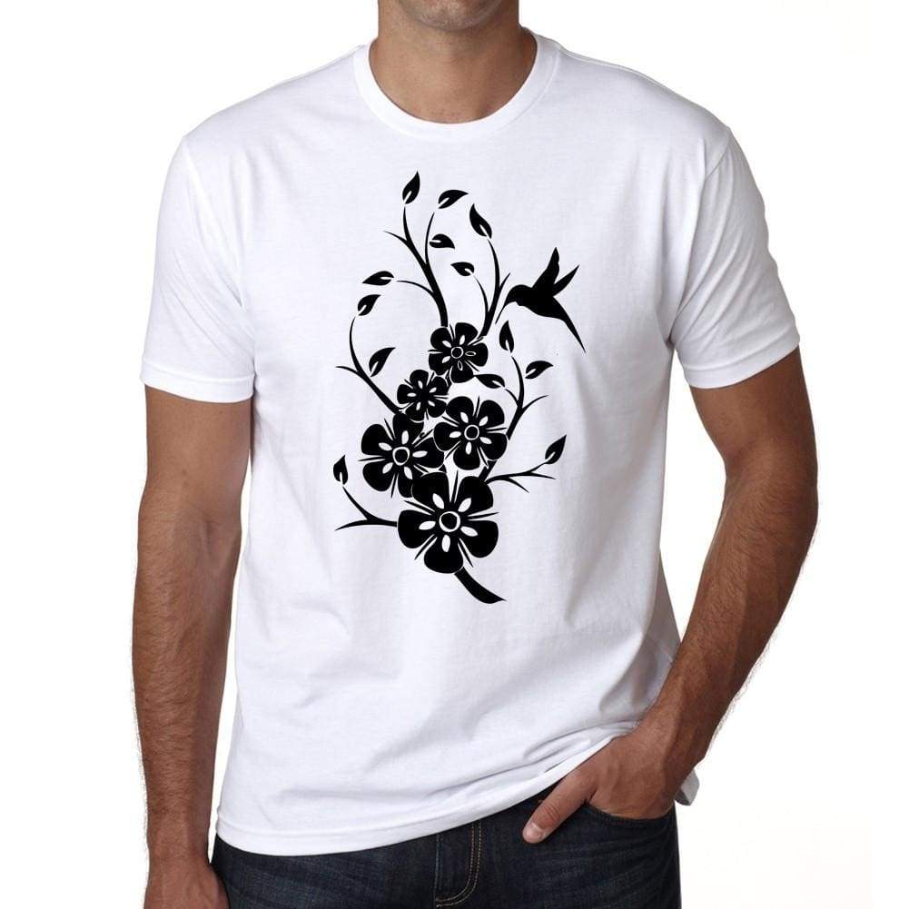 Tribal Flower Tattoo Mens White Tee 100% Cotton 00162