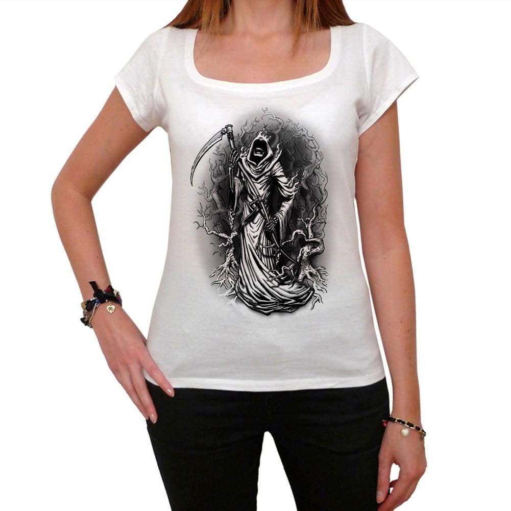 Tribal Grim Reaper Tattoo Womens Short Sleeve Scoop Neck Tee 00161