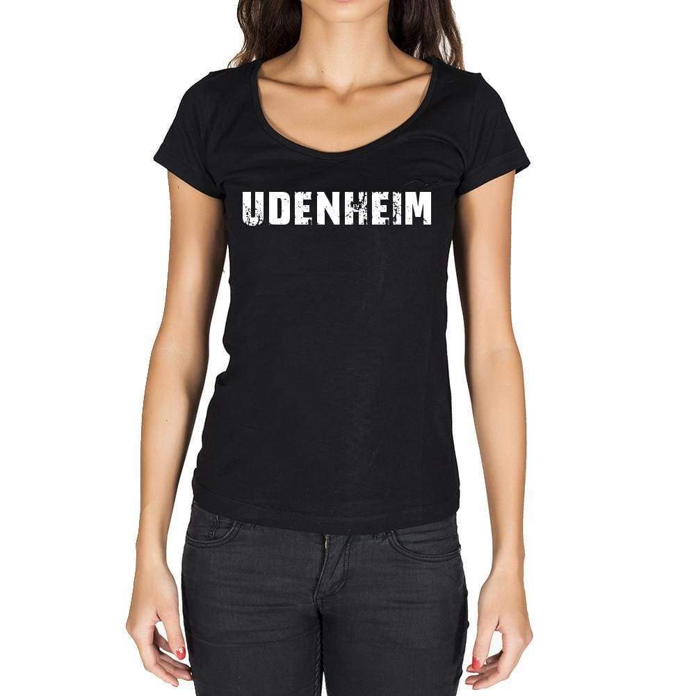 Udenheim German Cities Black Womens Short Sleeve Round Neck T-Shirt 00002 - Casual