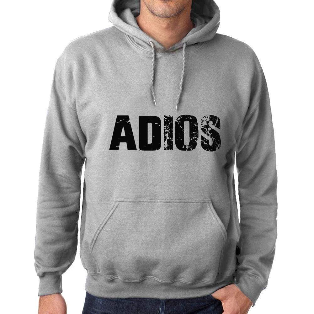 Unisex Printed Graphic Cotton Hoodie Popular Words Adios Grey Marl - Grey Marl / Xs / Cotton - Hoodies