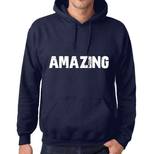 Unisex Printed Graphic Cotton Hoodie Popular Words Amazing French Navy - French Navy / Xs / Cotton - Hoodies