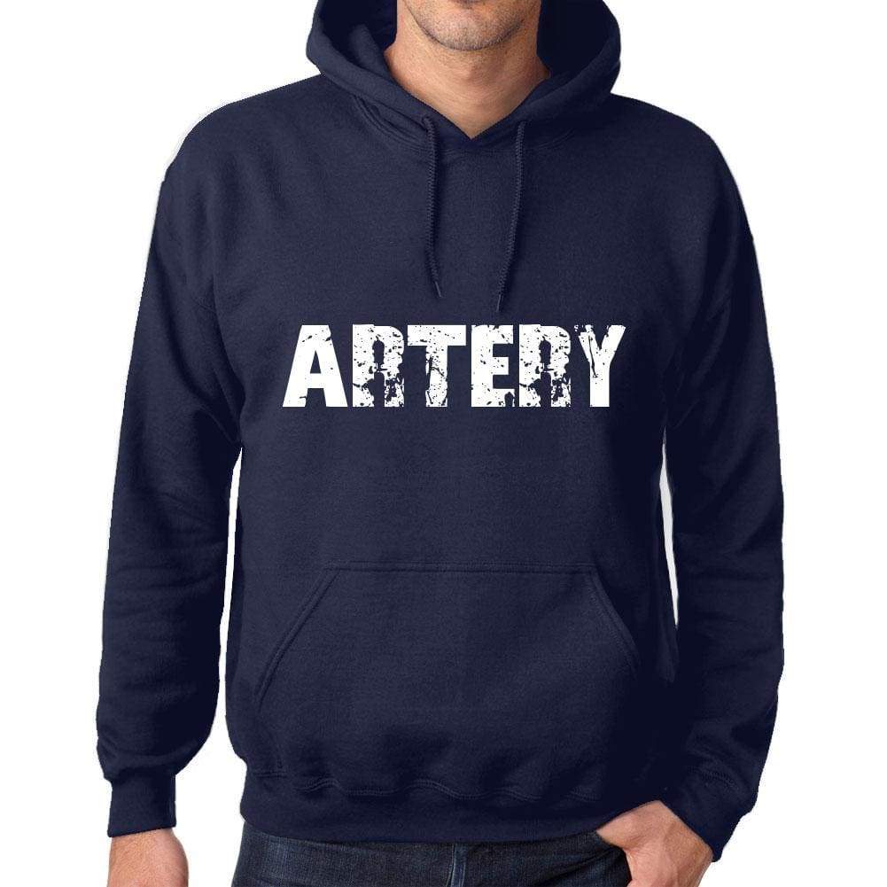 Unisex Printed Graphic Cotton Hoodie Popular Words Artery French Navy - French Navy / Xs / Cotton - Hoodies