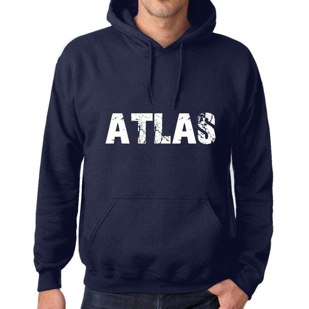 Unisex Printed Graphic Cotton Hoodie Popular Words Atlas French Navy - French Navy / Xs / Cotton - Hoodies