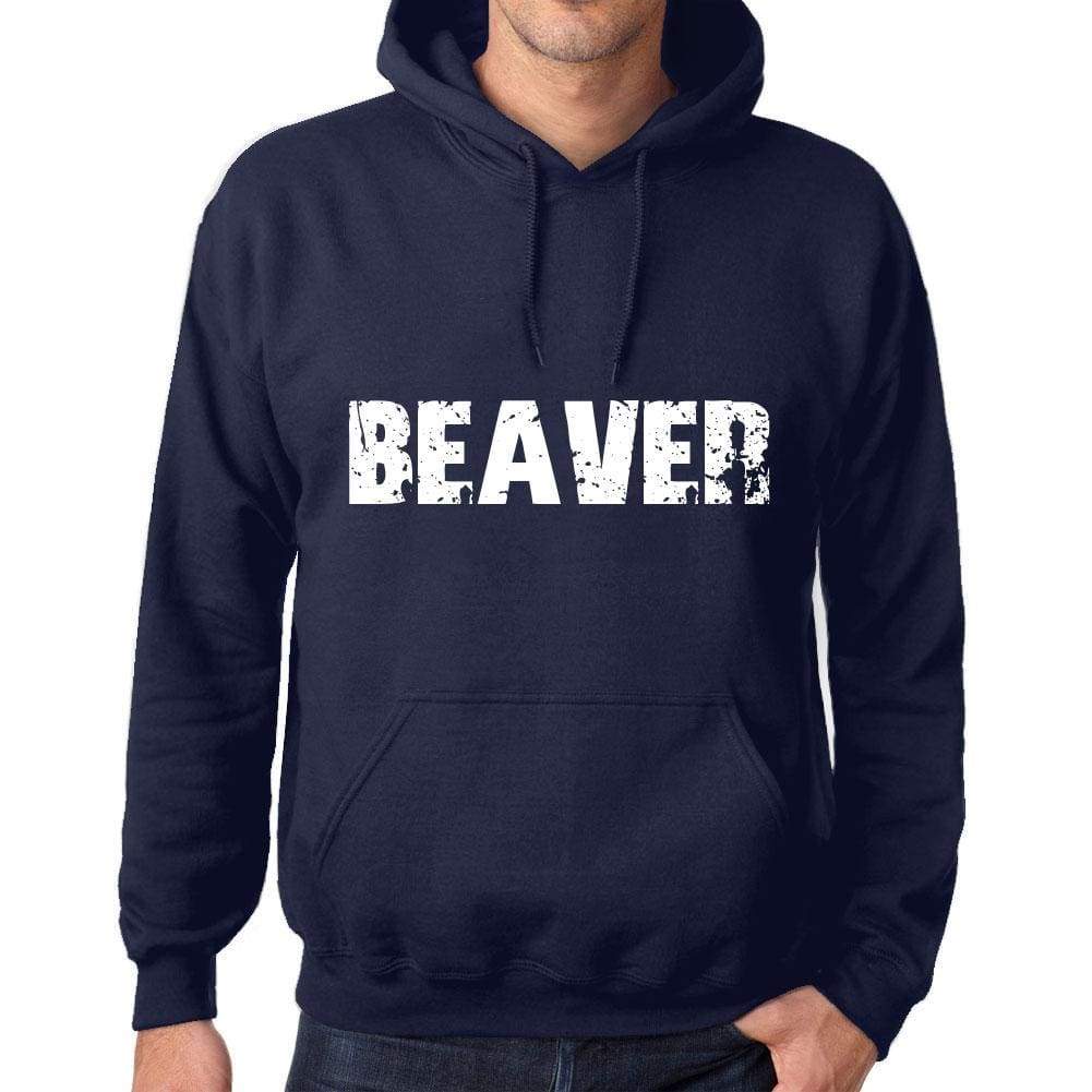 Unisex Printed Graphic Cotton Hoodie Popular Words Beaver French Navy - French Navy / Xs / Cotton - Hoodies