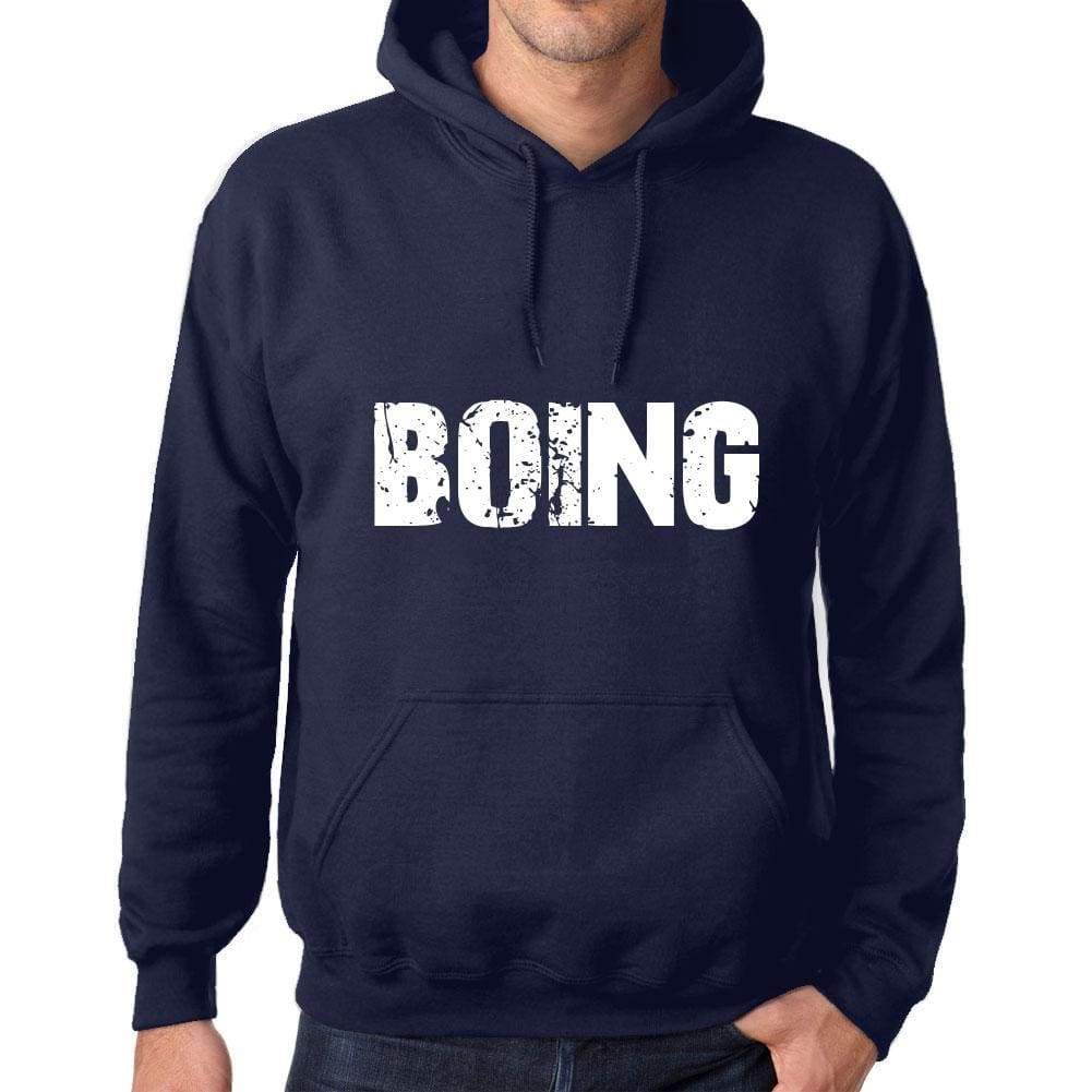 Unisex Printed Graphic Cotton Hoodie Popular Words Boing French Navy - French Navy / Xs / Cotton - Hoodies