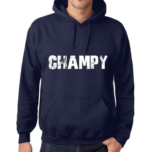 Unisex Printed Graphic Cotton Hoodie Popular Words Champy French Navy - French Navy / Xs / Cotton - Hoodies