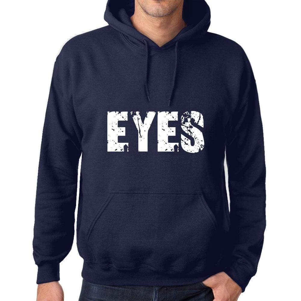 Unisex Printed Graphic Cotton Hoodie Popular Words Eyes French Navy - French Navy / Xs / Cotton - Hoodies