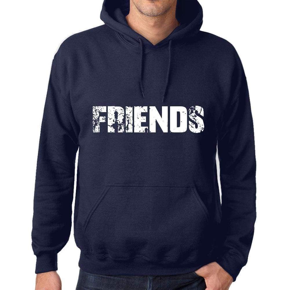 Unisex Printed Graphic Cotton Hoodie Popular Words Friends French Navy - French Navy / Xs / Cotton - Hoodies