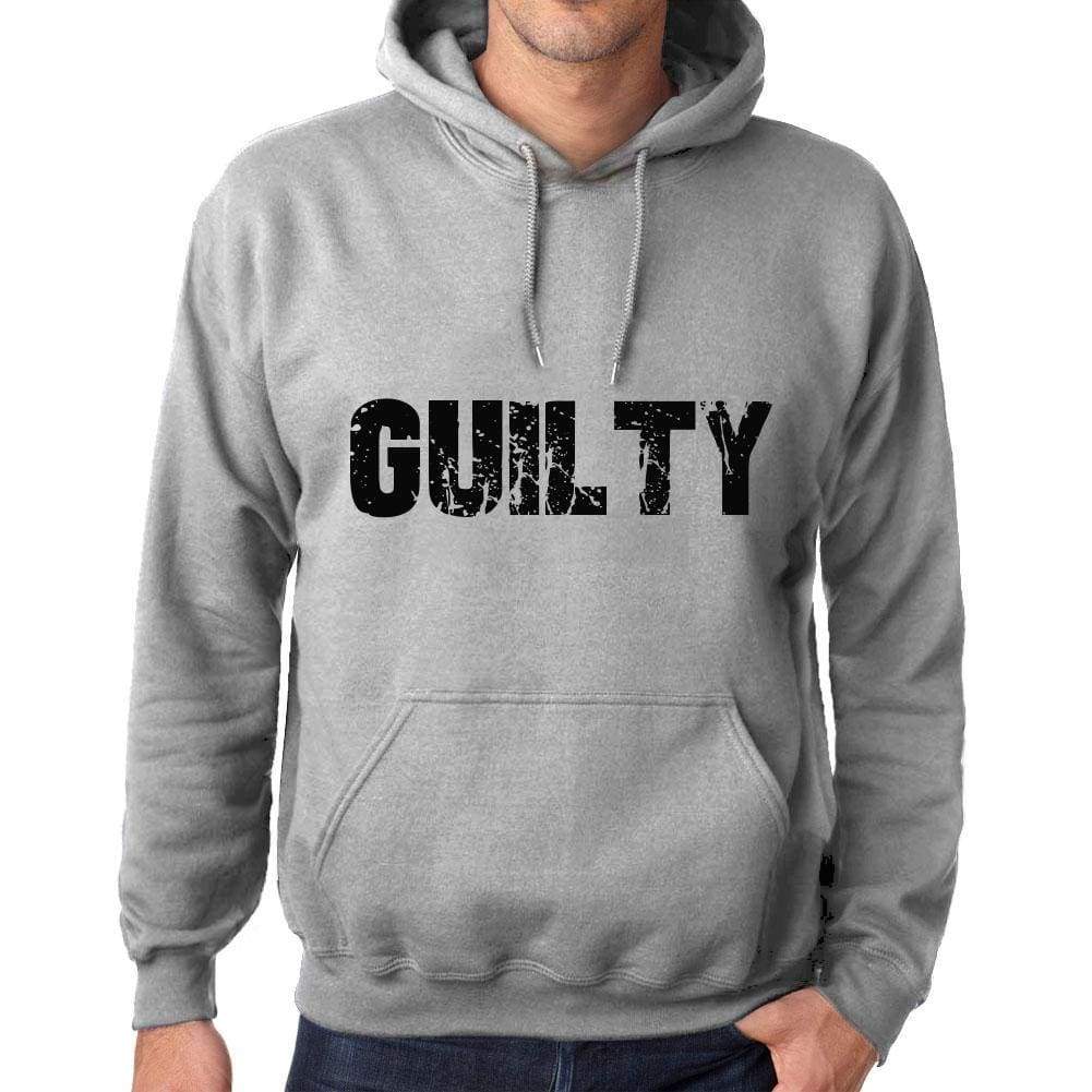 Unisex Printed Graphic Cotton Hoodie Popular Words Guilty Grey Marl - Grey Marl / Xs / Cotton - Hoodies