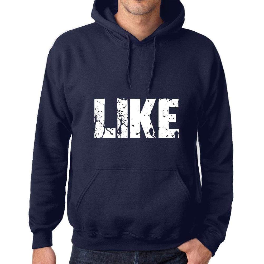 Unisex Printed Graphic Cotton Hoodie Popular Words Like French Navy - French Navy / Xs / Cotton - Hoodies