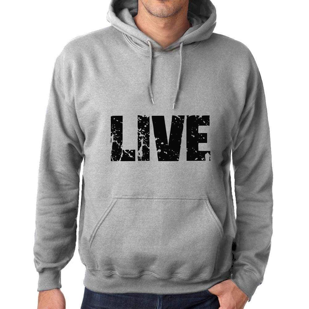 Unisex Printed Graphic Cotton Hoodie Popular Words Live Grey Marl - Grey Marl / Xs / Cotton - Hoodies