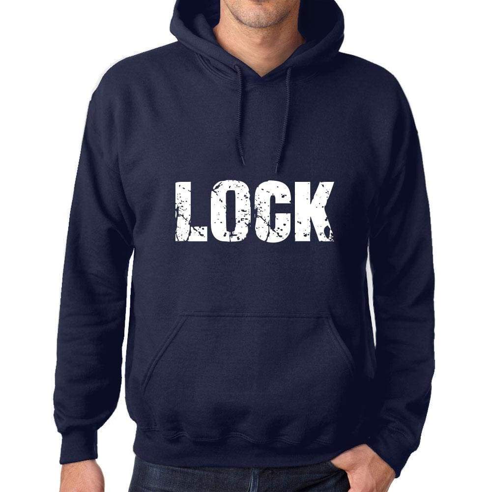 Unisex Printed Graphic Cotton Hoodie Popular Words Lock French Navy - French Navy / Xs / Cotton - Hoodies