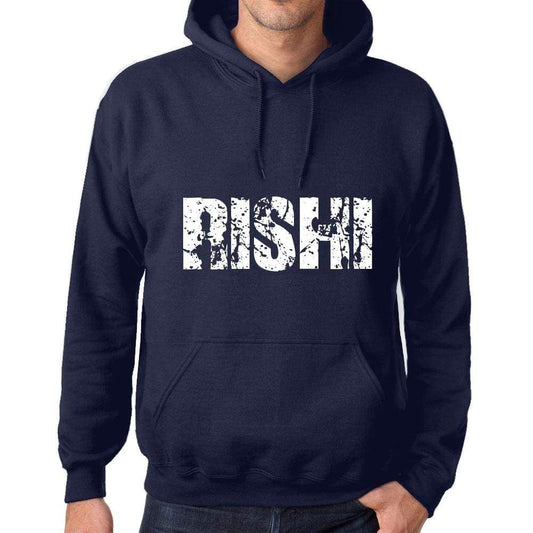 Unisex Printed Graphic Cotton Hoodie Popular Words Rishi French Navy - French Navy / Xs / Cotton - Hoodies