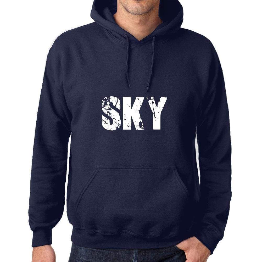 Unisex Printed Graphic Cotton Hoodie Popular Words Sky French Navy - French Navy / Xs / Cotton - Hoodies